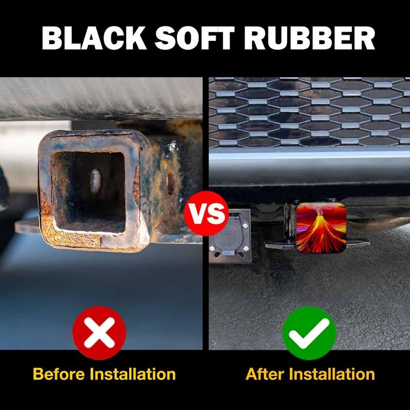 Beabes Tow Hitch Covers Volcano, Volcano Eruption Lava and Smoky Auto 2 Inch Trailer Hitch Cover Plug Cap Insert Receiver Tube Hitch Covers for Most Cars Trucks SUVs, Orange Red - Image 5